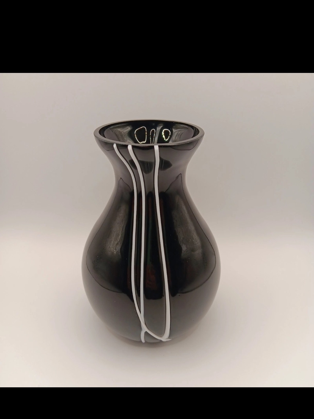 Vintage Black Glass Abstract Vase